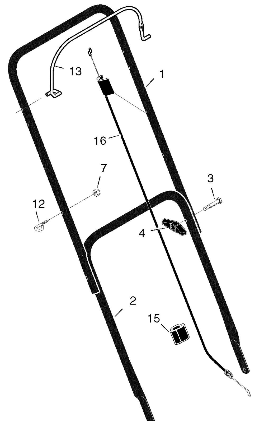 Handle Assembly Diagram and Parts List for 225114X92A 2005 Briggs and Stratton Lawn Mower